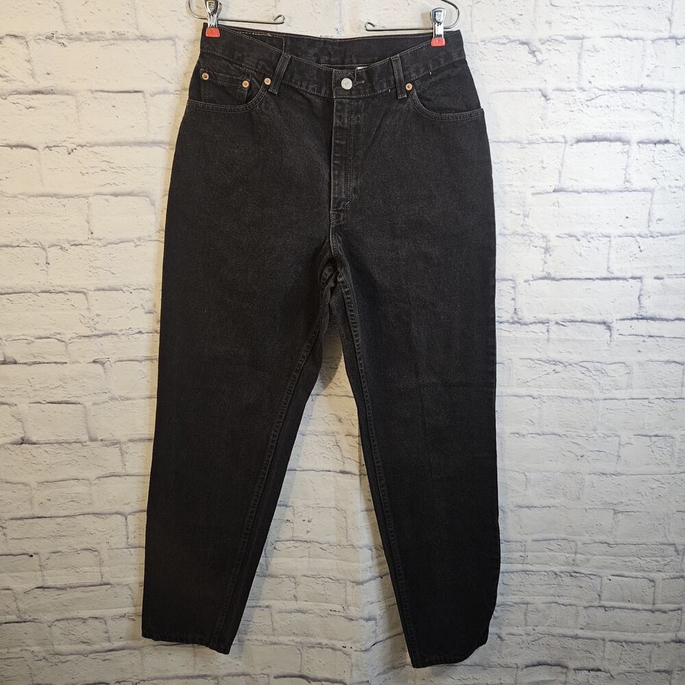 Vintage Levis 550 Womens Size 14 REG M Black Denim Relaxed Fit Tapered Leg Jeans